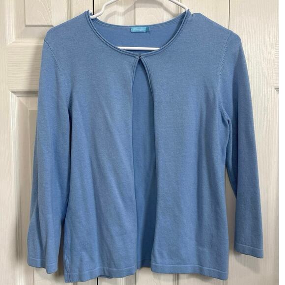 J McLaughlin Blue Cotton/modal blend lightweight open preppy cardigan small - Picture 1 of 4